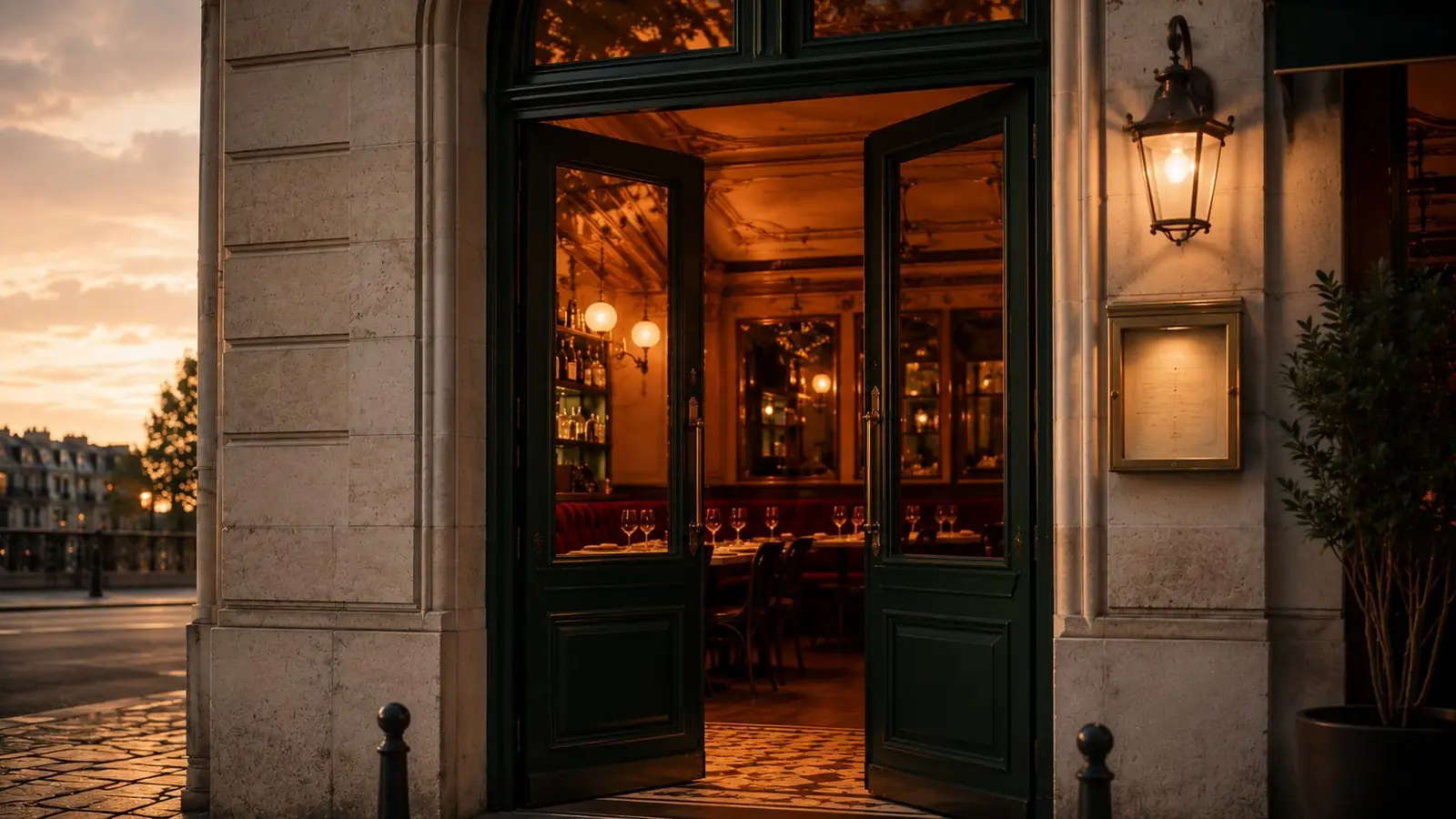 Les portes de la brasserie s'ouvrent sur la salle éclairée
